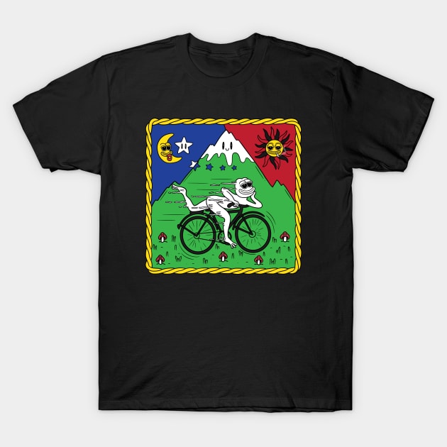 Pepe Bicycle Trip T-Shirt by MightyShroom